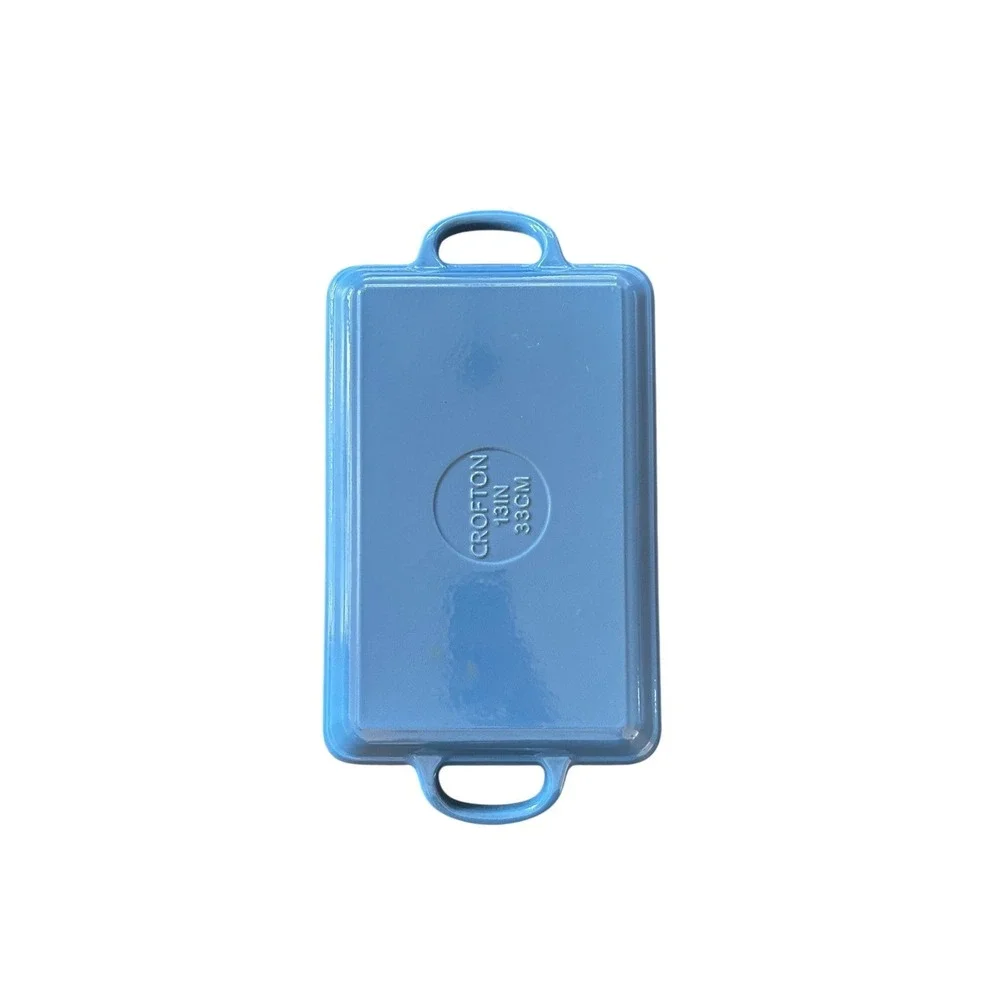 Crofton Enameled Cast Iron Rectangular Grill‎ Pan Blue 13in 33cm Double Handle